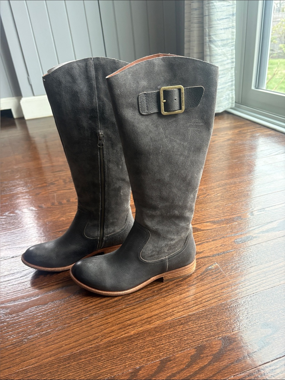 Kork-Ease Women's Tall Buckle Riding Boots - Charcoal